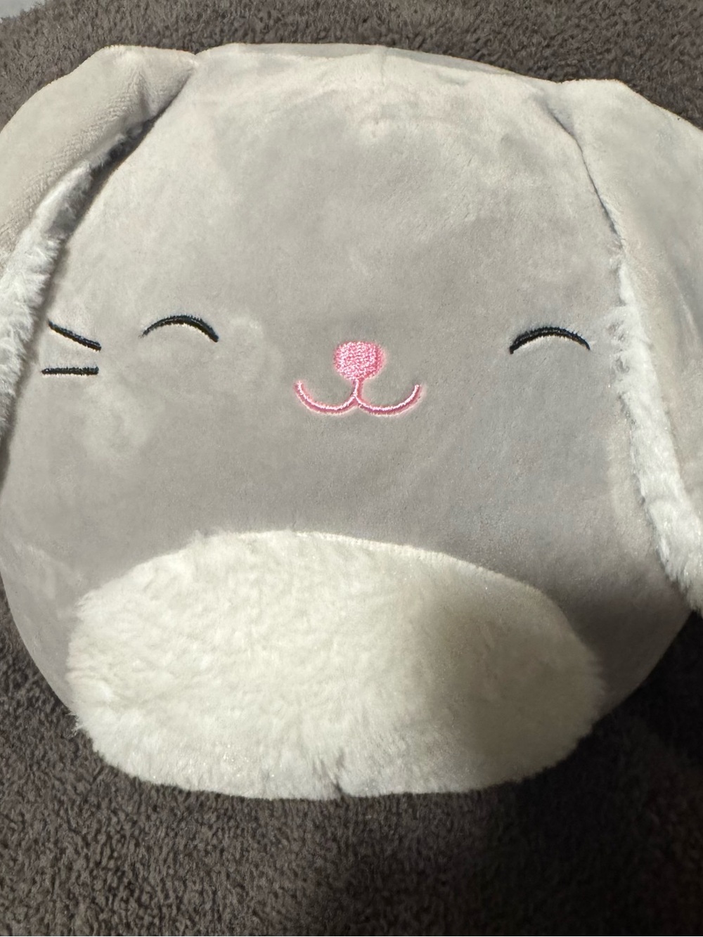 Squishmallows Gray Bunny Rabbit Plush Kellytoy 2019 Pink Nose Soft Stuffed Anim